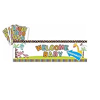 Adorable Fisher Price Jungle Animals Personalized Giant Sign Banner, 1 Piece, Paper, Baby Shower, 65