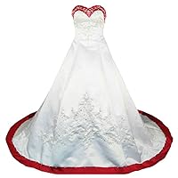 Women's Ball Gown Sweetheart Embroidery Wedding Dress for Bride Satin Beading Bridal Gowns