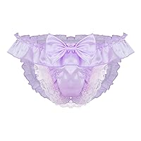 niceone Mens Lace Satin Thongs Briefs Sexy With Pouch Low-Rise Lingerie Sexy Men’S Floral Bowknot Underwear Thong Jock Strap