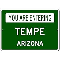 Tempe, Arizona - You are Entering US City Sign - Metal Novelty Sign for Home Decor, Personalized Sign, Man Cave Wall Decor, US City Street Sign - 10x14 inches