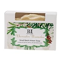 Boston International Scented Bar Soaps Made in the USA Christmas Holiday Small Batch Artisan Cold Process Soap, 4.5 Ounces, Decorative Branches (Pine, Berry, Sandalwood)