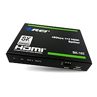 OREI 8K HDMI Splitter 1 in 2 Out, Duplicate/Mirror HDMI Signal UltraHD Supports Upto HDMI 2.1 Splitter 4K@120Hz EDID Management HDCP 2.3 - BK-102