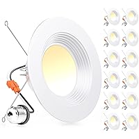 Ensenior 12 Pack 5/6 Inch LED Can Lights Retrofit Recessed Lighting, Metal Baffle Trim, 2700K/3000K/3500K/4000K/5000K Selectable, 12W=110W, Dimmable Downlight, 1100LM–FCC, ETL and Energy Star