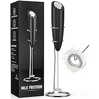 Milk Frother Handheld Foam Maker for Lattes, One Touch Button Whisk Drink Mixer Foamer for Coffee, Cappuccino, Frappe, Matcha, Hot Chocolate
