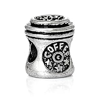 Coffee Cup with Stars Charm Bead Spacer Compatible for Most European Snake Chain Bracelets