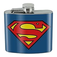Superman Classic S Shield Logo Stainless Steel 5oz Hip Drink Kidney Flask