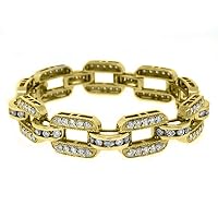 14k Yellow Gold 7.10 Carat Round Diamond Tennis Bracelet