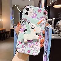 Guppy for iPhone 11 Women Girls 3D Cute Cartoon Funny Unicorn Animal Kawaii Style with Laryard & Stand Protective TPU and IMD Anti-Slip Case for iPhone 11 Green