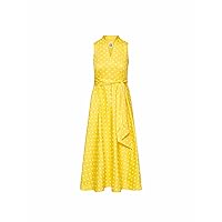 Anne Klein Women's Cotton MIDI Dress with Attached SASH, Atlantis, X-Small