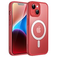 JETech Magnetic Case for iPhone 14 Plus 6.7-Inch Compatible with MagSafe, Translucent Matte Back Slim Shockproof Phone Cover (Red)
