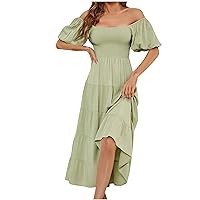Maxi Dresses for Women 2024 Summer Boho Dress Sexy Off The Shoulder Dresses Flowy Long Sundresses Vacation Beach Party Dress