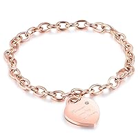 Stainless Steel Love Heart Bracelets For Women Party Gift Fashion Chain Charm Bracelets Jewelry Engraved