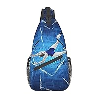 Gymnastics Blue Cross Chest Bag Diagonally Crossbody Shoulder Bag Travel Backpack Sling Bag for Women Men