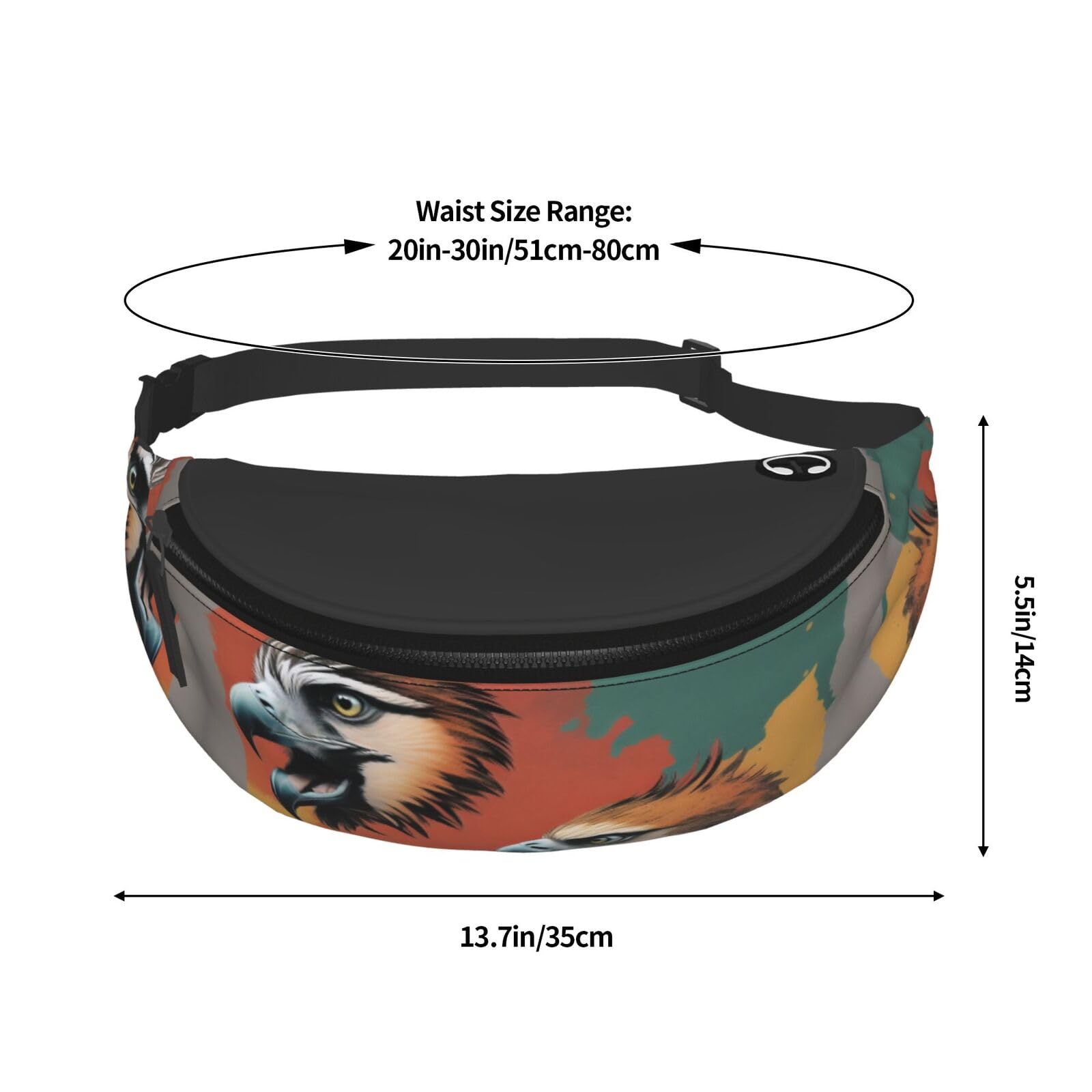 Eagles Head Fanny Pack For Women And Men Fashion Waist Bag With Adjustable Strap For Hiking Running Cycling