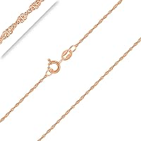 Planetys - 18K Rose Gold Plated 925 Sterling Silver Singapore Chain Necklace 1 mm Width Lengths: 16, 18, 20, 22, 24, 26, 28