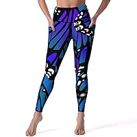 Monarch Butterfly Wings Casual Yoga Pants with Pockets High Waist Lounge Workout Leggings for Women