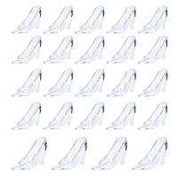 24 Pieces Mini Plastic Cinderella Slippers 3.5 Inch Glass Heels Princess for Wedding Birthday Party Table Favors Decoration (Clear)