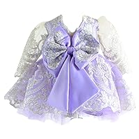 Baby Girl Bowknot Long Sleeve Dress Infant Toddler Tutu Flower Girls Wedding Birthday Party Dresses for Winter