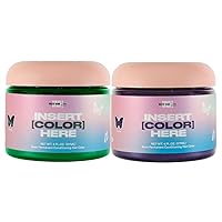 INH Semi Permanent Hair Color - Emerald Green & Amethyst | Color Depositing Conditioner, Temporary Hair Dye, Safe | 6 oz each