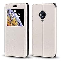 Vivo S5 Case, Wood Grain Leather Case with Card Holder and Window, Magnetic Flip Cover for Vivo S5