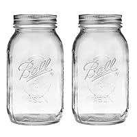 Regular Mouth 32-Ounces Mason Jar with Lids and Bands, Clear,(Pack Of 2)