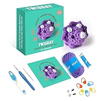 TWISBAY Crochet Kit for Beginners with Crochet Yarn - Triceratops Dinosaur Amigurumi Crochet Kit with Step-by-Step Video Tutorials for Adults and Kids