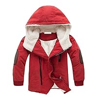 Boys Winter Hooded Down Coat Jacket Thick Wool Inside Kids Warm Faux Fur Outerwear Coat