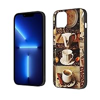 Coffee Collage Printed Case for iPhone 13 Cases 6.1 Inch Shockproof Phone Case Cover Not Yellowing Anti-Fingerprint
