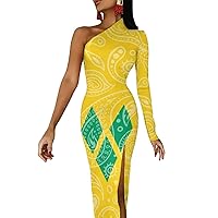 Paisley and Saint Vincent Grenadines Flag Half Sleeve Long Summer Dress for Women Cocktail Split Maxi Dress Evening Dresses