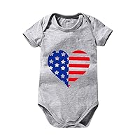 Gift for Baby Boy 3-6 Months Toddler Kids Infant 4 of July Love Prints Short Sleeve Independence Day Leotard 2