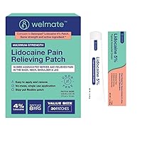 WELMATE Ultimate Pain Relief Duo: 4% Lidocaine Numbing Patch (30 Ct) & 5% Lidocaine Cream (1 Oz) | Maximum Strength Topical Analgesic Kit