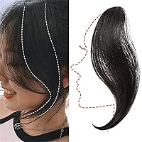 Forehead Bangs Clip in Human Hair Extensions Human Hair Bangs Long Side Bangs Hair Piece Natural Wave Fringe,Face Trimming on Both Sides Fake Bangs 2PCS 10