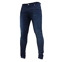 Andongnywell Men's High Rise Slim Fit Stretch Denim Pants with Zipper Man's Skinny Stretchy Regular Tapered Leg Jeans