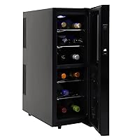 Koolatron 12 Bottle Dual Zone Wine Cooler, Black, Thermoelectric Wine Fridge, 1.2 cu. ft. (33L), Freestanding Wine Cellar, Red, White, Sparkling Wine Storage for Small Kitchen, Apartment, Condo, RV