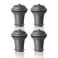 Vacu Vin Wine Saver Vacuum Stoppers - Set of 4 - Gray - for Wine Bottles - Keep Wine Fresh for Up to a Week with Airtight Seal - Compatible with Vacu Vin Wine Saver Pump