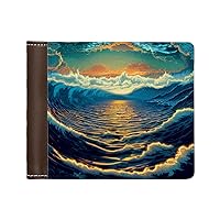 Ocean Themed Men's Wallet - Sunset Wallet - Landscape Wallet (Brown)