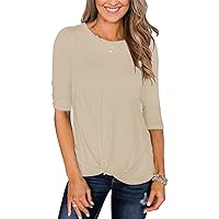 Minthunter Women's Half Sleeve T Shirts Casual Color Block Round Neck Spring Tops