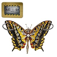 Metal Butterfly Assembly Model, 3D Metal Puzzle Butterfly for Adults, Two Pair of Wings, Mini Butterfly Ornament 13 x 15 x 9cm, 150PCS