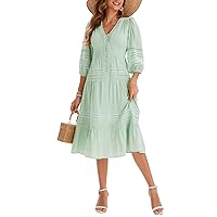 Women's Summer Puff Sleeve Hollow Long Dress
