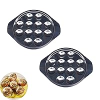 2 PCS Stainless Steel Snail Escargot Plate Set, Large Escargot Baking Dish Platter, Round Mushroom Escargot Serving Tray, French Escargot Grill Pan, 12 Holes - for Seafood (8.7 Inch)