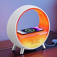 Dekala Arches White Noise Sleep Soothing Sound Machine Sunrise Alarm Clock with Wireless Charging Bluetooth Speaker Night Light for Adults Touch/App Control Work with Alexa【2.4G WiFi Required】