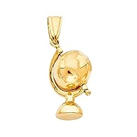 14K Yellow Gold Globe Pendant | 20 x 10 mm Weight 1.5 grams | 14KY Real Gold Jewelry Necklace Chain Locket Earth Charm Pendants | Great Gift for Men & Women for Occasions | Gold Stamped Fine Jewellery with Gift Box