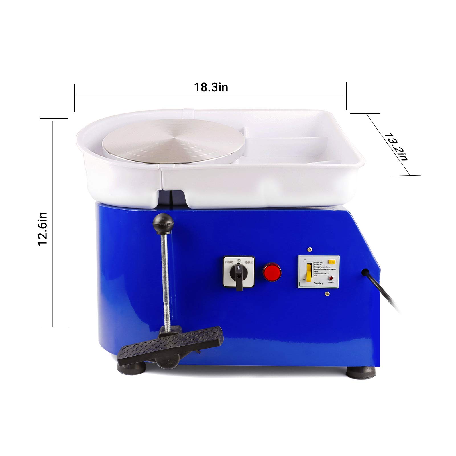 Tekchic Pottery Wheel Machine 350W Electric Pottery DIY Clay Tool with Foot Pedal - Blue