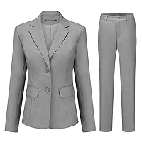YUNCLOS Women's 2 Pieces Office Suit Set Long Sleeve Blazer Jacket and Suit Pants