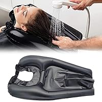 Portable Shampoo Bowl for Home, Beside Hair Washing Basin, Hair Washing Tray for Sink at Home, Portable Sink for Wheelchair Elderly Bedridden Washing Hair No Bending Down (Black)