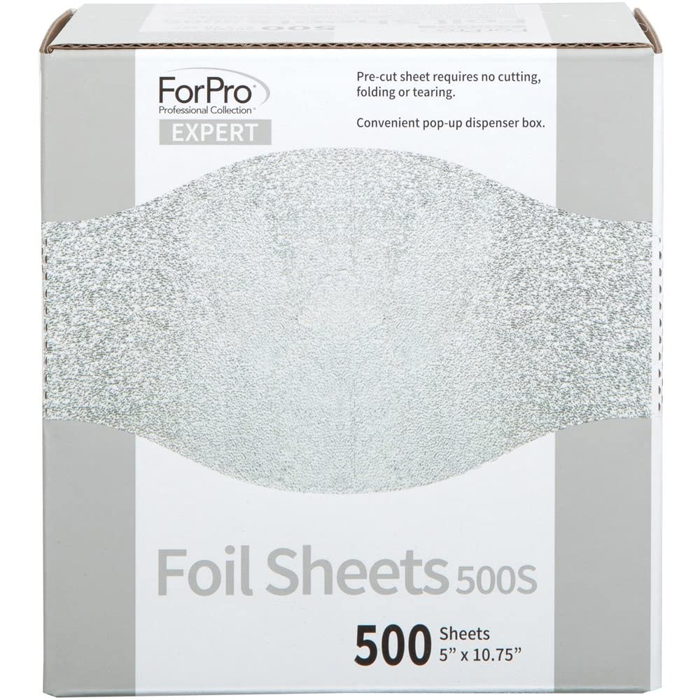 ForPro Expert Embossed Foil Sheets 500S, Aluminum Foil, Pop-Up Foil Dispenser, Hair Foils for Color Application and Highlighting Services, Food Safe, 5” W x 10.75” L, 500-Count