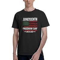 Juneteenth Freedom Day Flag T-Shirts Men Casual T-Shirts Crewneck Short Sleeve Shirt