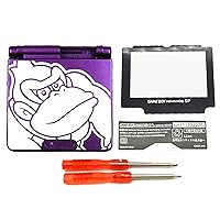 Custom GBASP Housing Case Shell Limited Purple Color Replacement, for Gameboy Advanced GBA SP Handheld Console, DIY for King-Kong Edition Outer Covers with Protective Screen / Open Tools Set