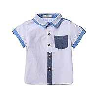 Plain Shirt Kids School Short Sleeve Stand Collar Shirt Quick Set