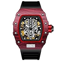 Michard Collection Cool Men's Double-Sided Skeleton Barrel Automatic Mechanical Watch Bull-Themed dial Luminescent Rotating Hands
